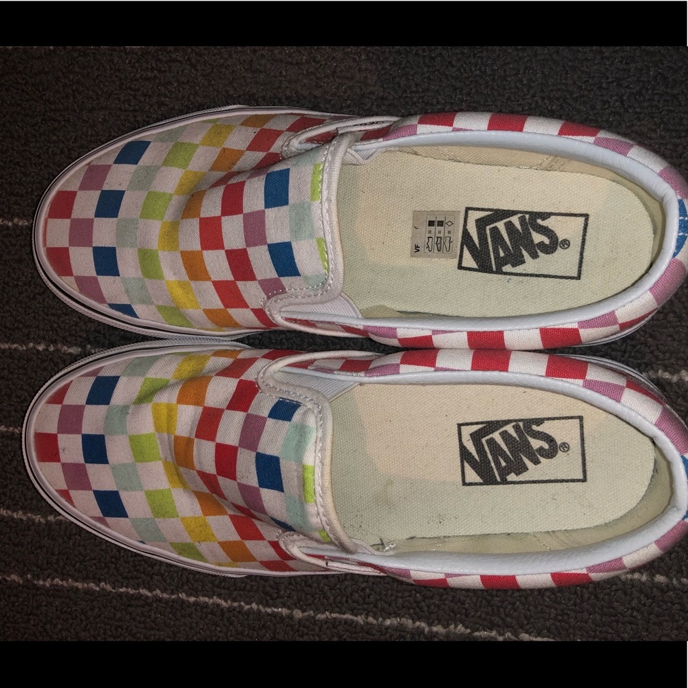Rainbow checkered vans